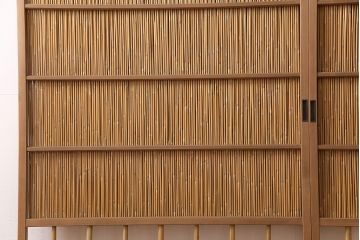 昭和中期の簾戸2枚をリペア&カスタム!設置場所に合わせてリサイズ。クリアワックス仕上げ。(建具、簀戸、葭戸、夏障子、すど、葦戸)