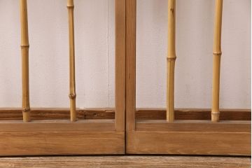 昭和中期の簾戸2枚をリペア&カスタム!設置場所に合わせてリサイズ。クリアワックス仕上げ。(建具、簀戸、葭戸、夏障子、すど、葦戸)