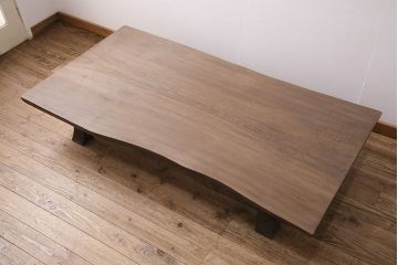 IDC大塚家具の一枚板座卓をリペア&カスタム!クリーニングを行い、強化ガラス天板を新たに製作。(ローテーブル)
