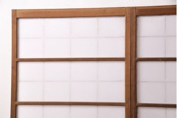 昭和中期の障子戸2枚をリペア&カスタム!設置場所に合わせてリサイズ。ガラス戸の框内側に固定用の枠を製作し障子戸へリメイク。(引き戸、建具)