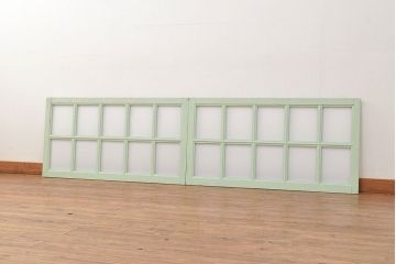 フランスアンティークのフィックス窓2枚をリペア&カスタム!高品質リペア済み商品のガラスをアクリル板へ差し替え。(はめ殺し窓)
