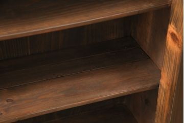 アンティークの収納棚をリペア&カスタム!可動部の調整を行い、傷んだ木部の交換。濃い茶色で着色し仕上げ。(戸棚、キャビネット、食器棚、サイドボード)