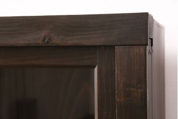 アンティークの収納棚をリペア&カスタム!可動部の調整を行い、傷んだ木部の交換。濃い茶色で着色し仕上げ。(戸棚、キャビネット、食器棚、サイドボード)