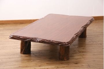 座卓の見た目を変えずに綺麗にリペア!キズ、色褪せの補修。現状に近しい色味に着色し、ウレタン塗膜、ワックス仕上げ。(ローテーブル)
