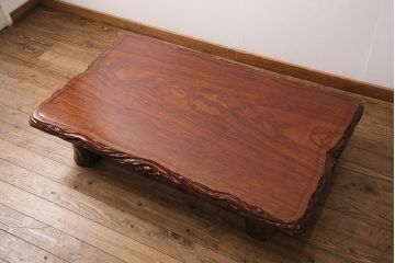 座卓の見た目を変えずに綺麗にリペア!キズ、色褪せの補修。現状に近しい色味に着色し、ウレタン塗膜、ワックス仕上げ。(ローテーブル)
