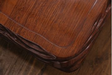 座卓の見た目を変えずに綺麗にリペア!キズ、色褪せの補修。現状に近しい色味に着色し、ウレタン塗膜、ワックス仕上げ。(ローテーブル)
