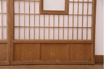 縦額入り障子戸4枚をリペア&カスタム!クリアガラスへ入れ替え。引き手を取り付け。現状に近しい色味に着色し仕上げ。(引き戸、建具)