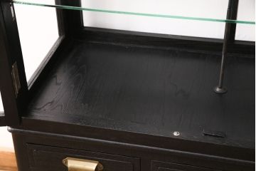 ビンテージのケビントをリペア&カスタム!天板をガラスに変更。アジャスター金具を取り付け。カシュー塗装で仕上げ。(デンタルケース、デンタルキャビネット、収納棚、ガラスケース、ショーケース、キャビネット)