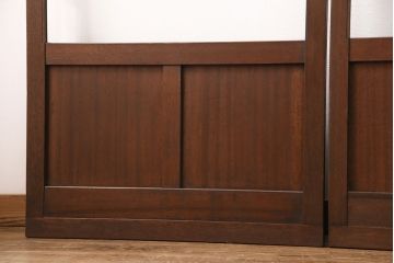 昭和中期のガラス戸3枚をリペア&カスタム!設置場所に合わせてリサイズ。欠損した引き手を取り付け。外部用塗装で仕上げ。(引き戸、建具)