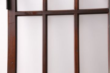 昭和初期の木製ドアをリペア&カスタム!設置場所に合わせてリサイズ。すりガラスへ入れ替え。濃い茶色で着色し仕上げ。(ガラスドア、建具、木製扉)