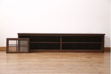 大正期のローボードをリペア&カスタム!建具の金網をクリアガラスへ差し替え。天板、可動式の棚板を取り付け。新材のみ着色し仕上げ。(収納棚、テレビ台)