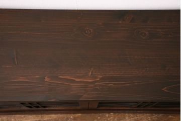 大正期のローボードをリペア&カスタム!建具の金網をクリアガラスへ差し替え。天板、可動式の棚板を取り付け。新材のみ着色し仕上げ。(収納棚、テレビ台)