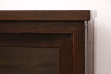 大正期のローボードをリペア&カスタム!建具の金網をクリアガラスへ差し替え。天板、可動式の棚板を取り付け。新材のみ着色し仕上げ。(収納棚、テレビ台)