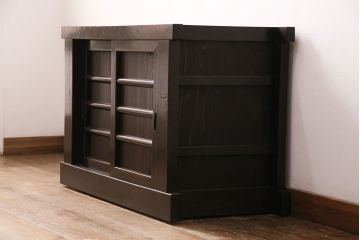 明治期の三尺水屋箪笥をリペア&カスタム!高さをリサイズ。天板補強を施し、可動式の棚板を設置。背面穴開け加工。(収納棚、戸棚、食器棚、下駄箱)