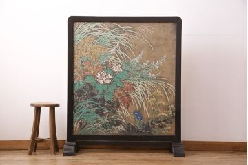 大正昭和初期の衝立の見た目を変えずに綺麗にリペア!木部のクリーニング、研磨。(パーテーション、つい立て)