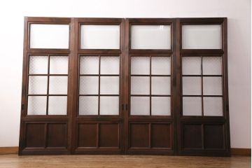 昭和初期のガラス戸4枚をリペア&カスタム!クリアガラスを市松模様ガラスへ入れ替え。(引き戸、建具)