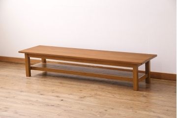 昭和中期の長テーブルの見た目を変えずに綺麗にリペア!クリーニングを行い、天板ウレタン仕上げ。(ローテーブル、作業台)