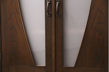 大正昭和期の本箱をリペア&カスタム!建具の色ガラスをすりガラスへ入れ替え。(収納棚、戸棚、キャビネット)