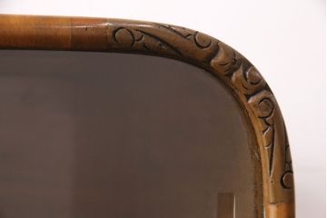 イギリスアンティークのキャビネットをリペア&カスタム!底板は張地を撤去。1トーン落ち着いた色味に着色し仕上げ。(ショーケース、飾り棚)