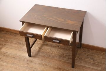 昭和初期の平机をリペア&カスタム!高品質リペアを施し、1トーン落ち着いた色味に着色し仕上げ。