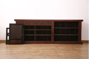 明治期の水屋箪笥・下段をリペア&カスタム!幅と奥行きをリサイズし。引き出しを新たに製作。可動式の棚板を設置。天板を取り付け。(食器棚、収納棚、戸棚)