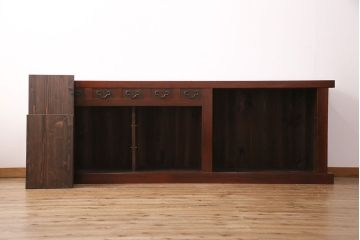 明治期の水屋箪笥・下段をリペア&カスタム!幅と奥行きをリサイズし。引き出しを新たに製作。可動式の棚板を設置。天板を取り付け。(食器棚、収納棚、戸棚)