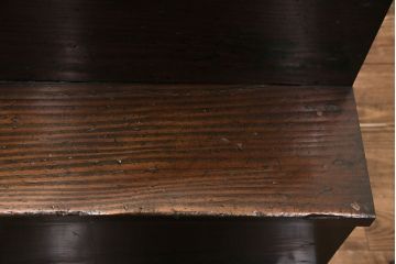 明治期の階段箪笥をリペア&カスタム!可動部の調整。背板など傷んだ箇所を張り替え。極めて黒に近い茶色に着色し仕上げ。(収納棚、時代箪笥、和タンス)
