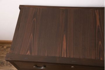 昭和初期の衣装箪笥をリペア&カスタム!前板を栗材に変更。現状の一番濃い部分に合わせて着色し仕上げ。(収納箪笥、引き出し、和タンス)