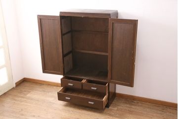 昭和初期のワードローブの見た目を変えずに綺麗にリペア!引き出しや可動部の調整。(収納棚、洋服タンス、キャビネット)
