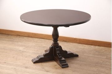 松本民芸家具の丸卓をリペア&カスタム!脚をカットし、高さをリサイズ。(ダイニングテーブル、コーヒーテーブル)