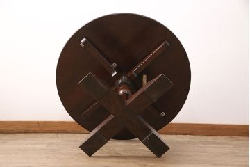 松本民芸家具の丸卓をリペア&カスタム!脚をカットし、高さをリサイズ。(ダイニングテーブル、コーヒーテーブル)