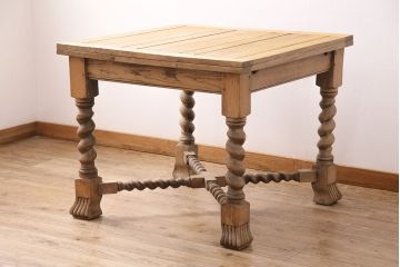 イギリスアンティークのドローリーフテーブルの見た目を変えずに綺麗にリペア!高品質リペアを施し、蜜蝋ワックス仕上げ。(エクステンションテーブル)