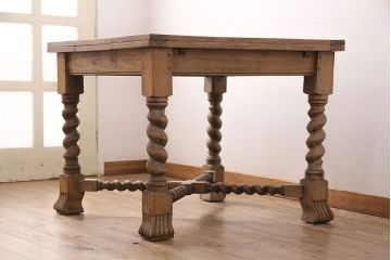 イギリスアンティークのドローリーフテーブルの見た目を変えずに綺麗にリペア!高品質リペアを施し、蜜蝋ワックス仕上げ。(エクステンションテーブル)