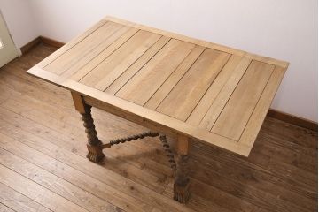 イギリスアンティークのドローリーフテーブルの見た目を変えずに綺麗にリペア!高品質リペアを施し、蜜蝋ワックス仕上げ。(エクステンションテーブル)