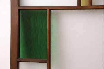 昭和初期のガラス戸2枚をリペア&カスタム!すりガラスを色ガラスに入れ替え。(引き戸、建具)
