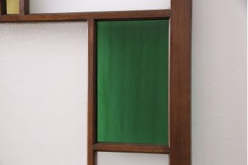 昭和初期のガラス戸2枚をリペア&カスタム!すりガラスを色ガラスに入れ替え。(引き戸、建具)