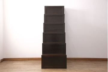 明治大正期の階段箪笥の見た目を変えずに綺麗にリペア!欠損した金具、棚板、引き出しを取り付け。(時代箪笥、収納棚)