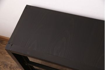 大正昭和初期のサイドボードをリペア&カスタム!プレートを取り外し、ガラスをクリアガラスに入れ替え。現状に近しい色味に着色し仕上げ。(収納棚、戸棚、キャビネット)