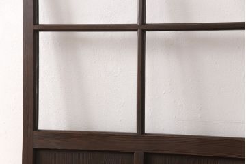 木製ドアをリペア&カスタム!ガラスをクリアガラスに入れ替え。蝶番を取り付け、濃い茶色で着色し仕上げ。(ガラスドア、ガラス扉、建具)