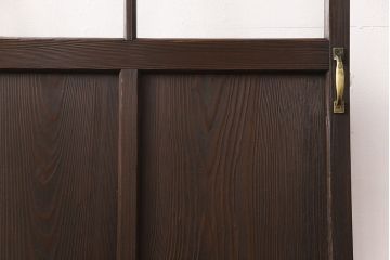 木製ドアをリペア&カスタム!ガラスをクリアガラスに入れ替え。蝶番を取り付け、濃い茶色で着色し仕上げ。(ガラスドア、ガラス扉、建具)