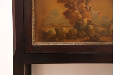 イタリアヴィンテージのショーケースをリペア&カスタム!扉内背面、底面の生地を張り替え。(ガラスケース、陳列棚、飾り棚、キャビネット)