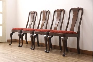 ダイニングチェア4脚をリペア&カスタム!座面の張り替えを行い、クリア塗装で仕上げ。(イス、サロンチェア)
