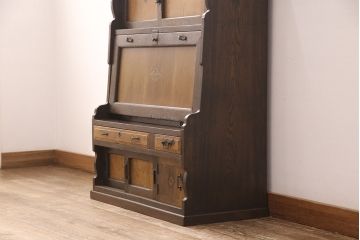 ライティングビューローをリペア&カスタム!作業台の生地を張り替え、現状に色味を活かして仕上げ。(簿記机、ワークデスク)