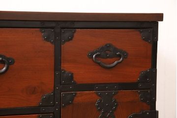明治期の時代箪笥をリペア&カスタム!天板を取り付け、現状に近しい色味に着色し仕上げ。(和箪笥、和たんす、収納棚、戸棚、ローボード、テレビ台)