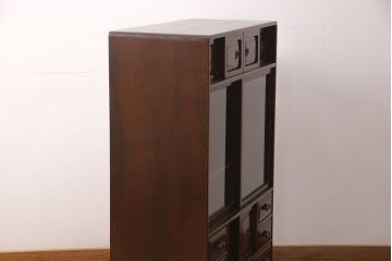 茶箪笥をリペア&カスタム!指定の棚板を取り外し、穴開け加工。蜜蝋ワックス仕上げ。(飾り棚、収納棚、戸棚)