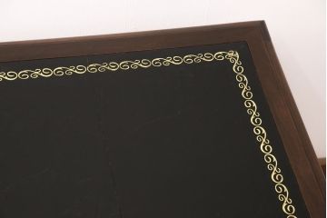 イギリスアンティークのレザートップテーブルをリペア&カスタム!蜜蝋ワックス仕上げ。(ワークデスク、ダイニングテーブル、作業台)