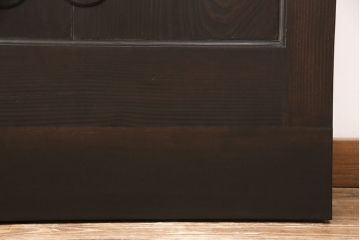 明治大正期の蔵戸をリペア&カスタム!設置場所に合わせてリサイズ。上吊り式ソフトクローズ戸枠を作成し、現状に近しい色味に着色し仕上げ。(引き戸、玄関戸、建具)