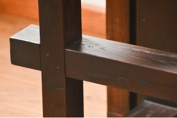 明治大正期の蔵戸をリペア&カスタム!取り外し可能なガラス天板と脚を取り付けダイニングテーブルにリメイク。濃い茶色に着色し仕上げ。(6人掛け、4人掛け、作業台)