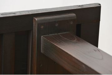 明治大正期の蔵戸をリペア&カスタム!取り外し可能なガラス天板と脚を取り付けダイニングテーブルにリメイク。濃い茶色に着色し仕上げ。(6人掛け、4人掛け、作業台)