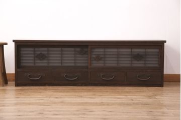 サイドボードをリペア&カスタム!ヒノキ無垢材を使用し棚板を新規製作。背面に穴あけ加工。(テレビ台、テレビボード、ローボード、収納棚、戸棚)